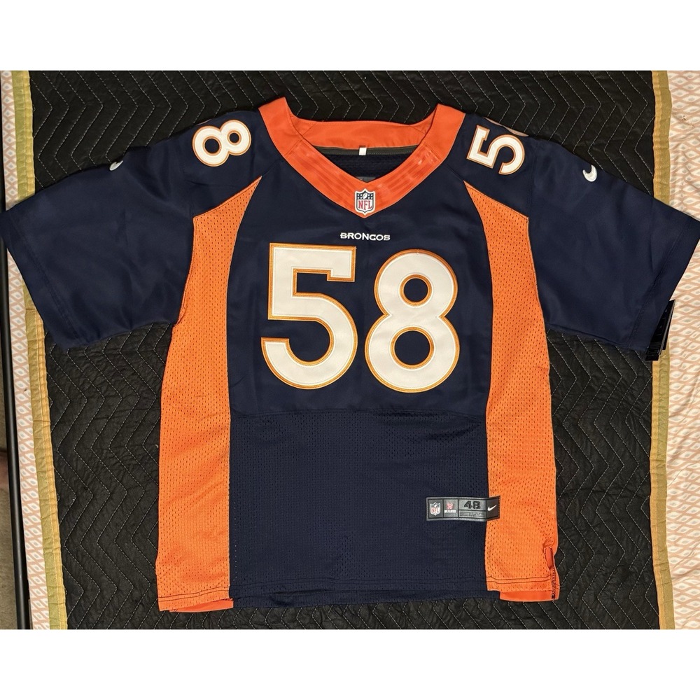 Nike Von Miller Denver Broncos Elite Jersey Mens 48 Blue Stitched On-Field NWT